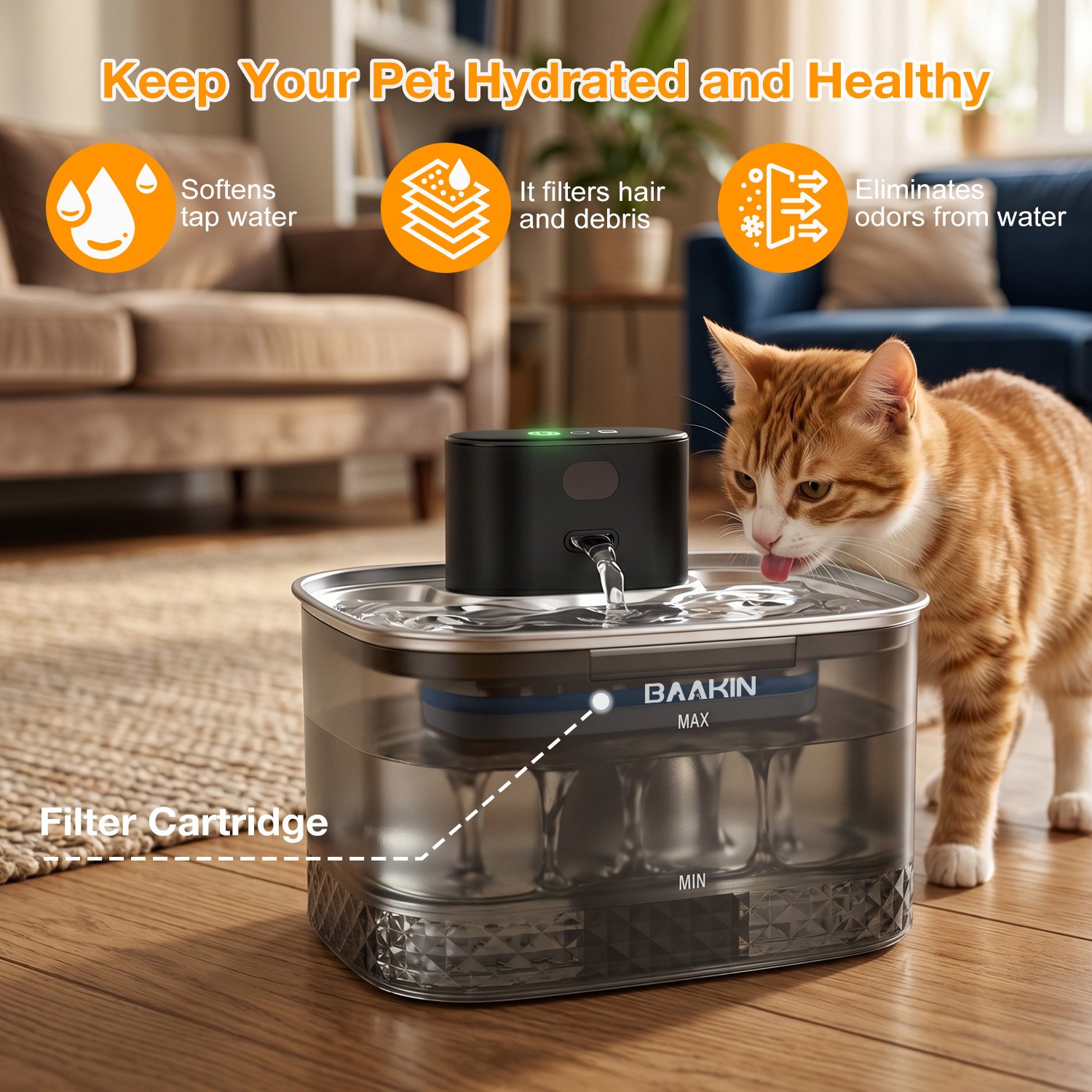 Pet Water Fountain Filters Suitable For BAAKIN Pet Water Fountain WF310 Including 4 Filters - Image 2