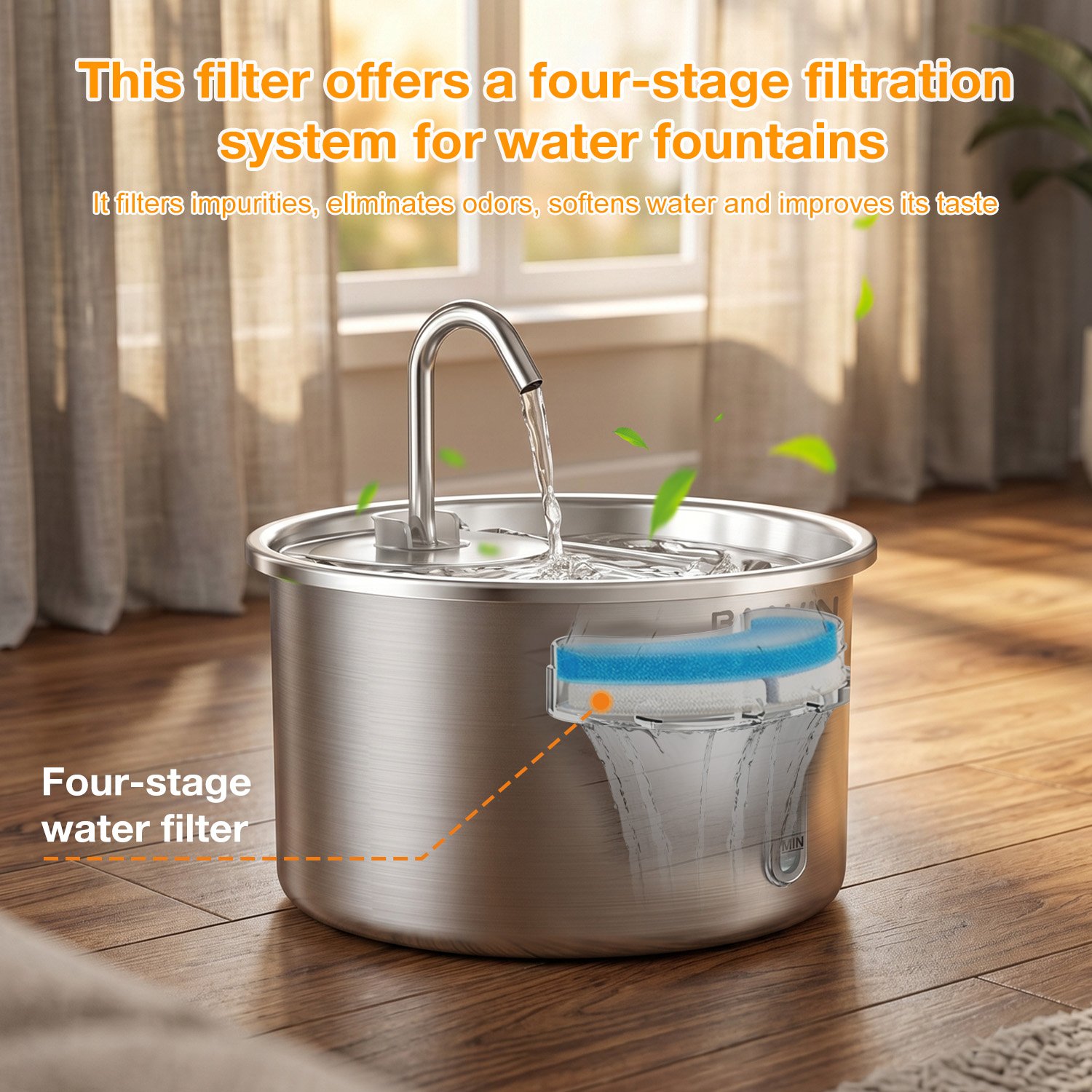Pet Water Fountain Filters Suitable For BAAKIN Pet Water Fountain WF580/WF460 Including 4 Filters - Image 2