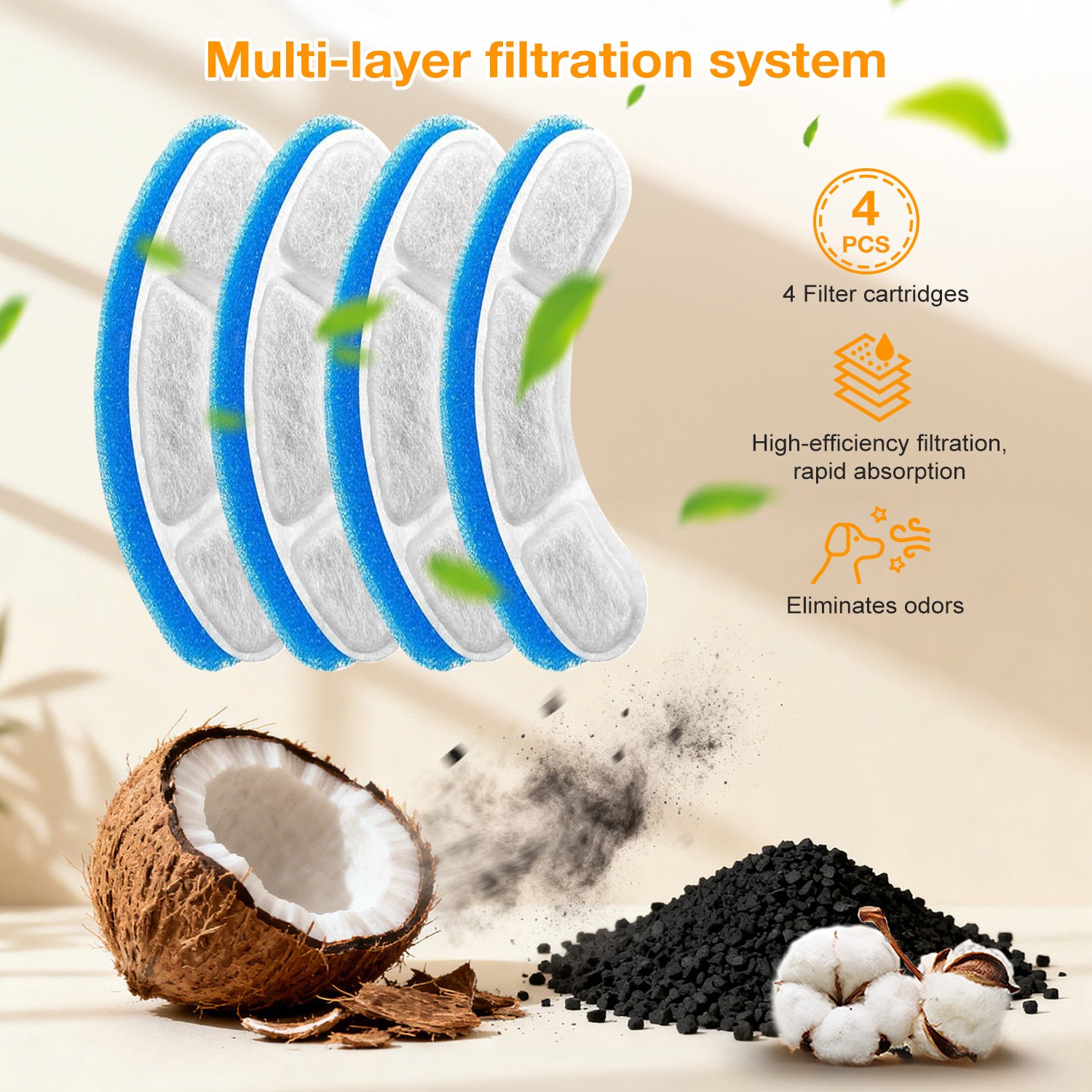 Pet Water Fountain Filters Suitable For BAAKIN Pet Water Fountain WF580/WF460 Including 4 Filters - Image 6