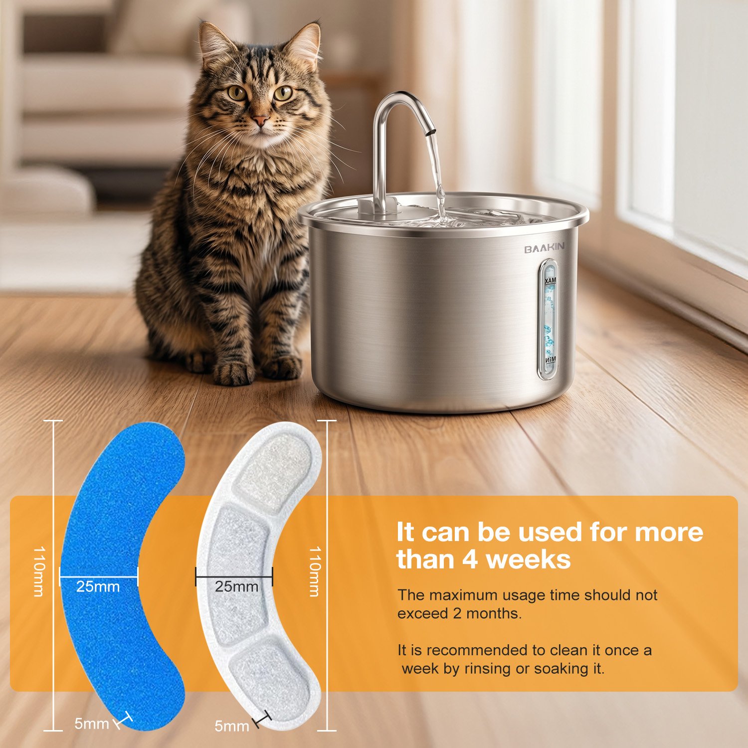 Pet Water Fountain Filters Suitable For BAAKIN Pet Water Fountain WF580/WF460 Including 4 Filters - Image 7